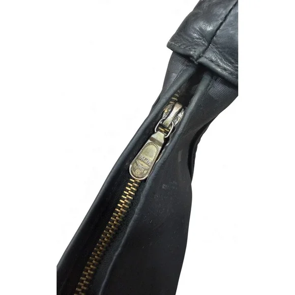 Vintage MCM Monogram Shoulder Bag Black Leather Hobo Style Logo - Picture 6 of 16